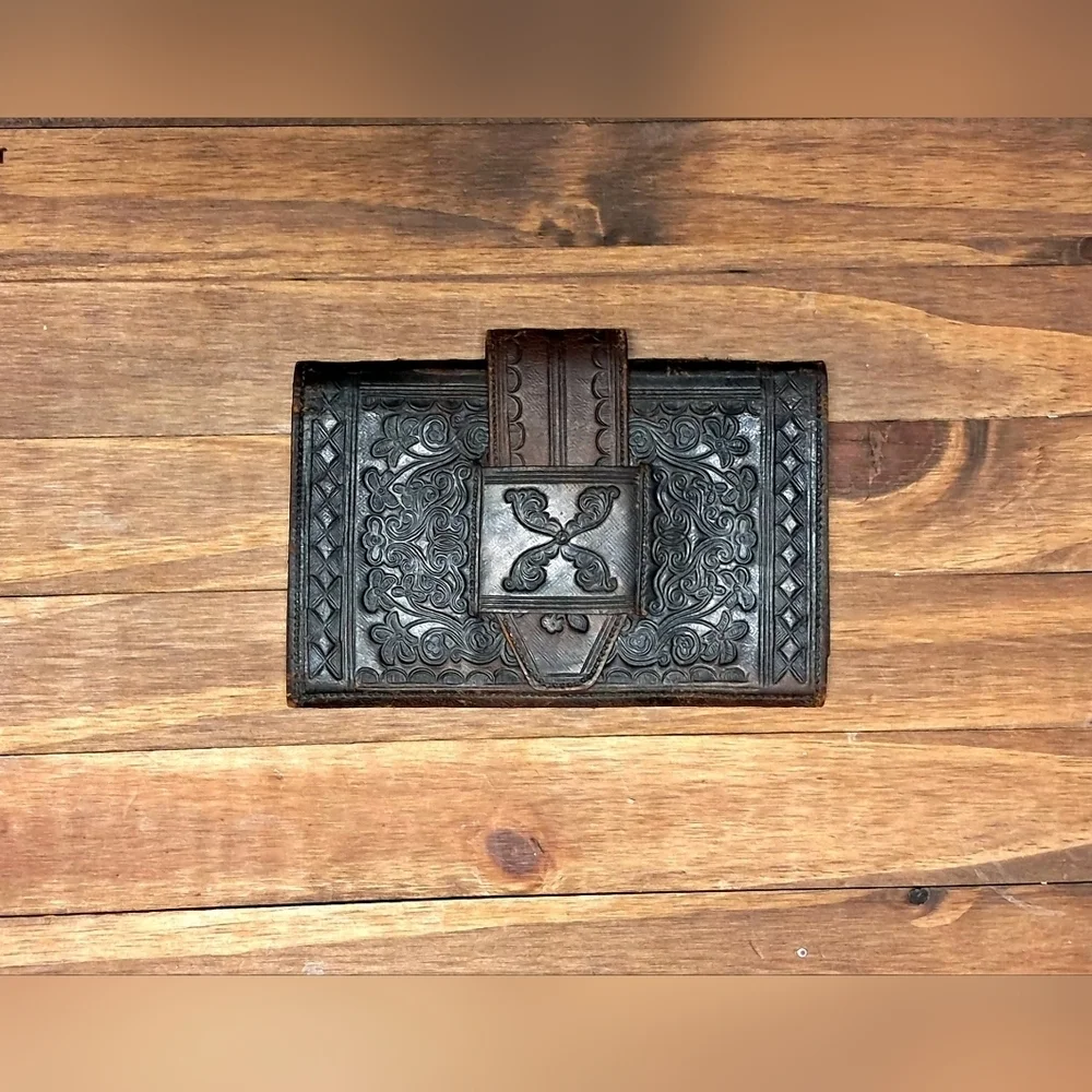 Vintage Hand Tooled Leather Bifold